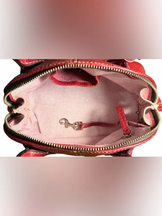 Vintage Mini Dooney & Bourke Red Leather Domed Satchel - Picture 5 of 7